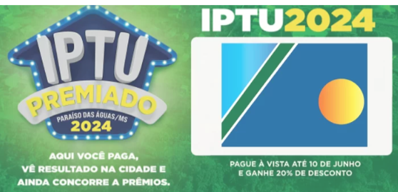 Imagem de compartilhamento para o artigo Parcela única que garante 20% de desconto no IPTU vence nesta hoje em Paraíso das Águas da MS Todo dia